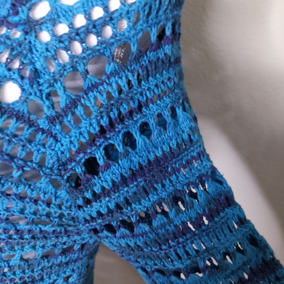 Lucky Brand Teal Crochet Knit Sweater Size Medium - Picture 5 of 7